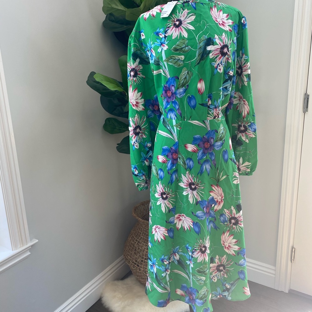 H&M+ Plus Size Green Floral Midi Dress 24